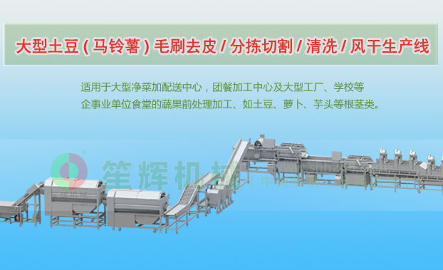 榕城连续式土豆去皮清洗切割风干生产线